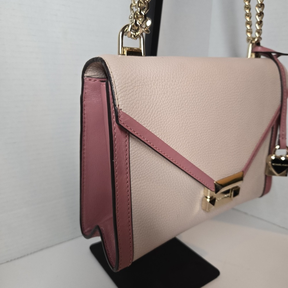 Michael Kors Whitney Pink Signature Logo Charm Convertible Shoulder Purse Chain - Picture 11 of 16